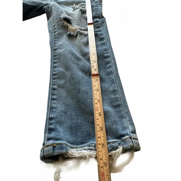 Judy Blue Capri Fit Distressed Boyfriend Jeans High Rise Blue Stretch Size 27 - Picture 5 of 7